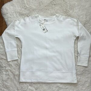 NWT! ADIDAS white jersey golf top (sweatshirt-ish), Women’s Size M